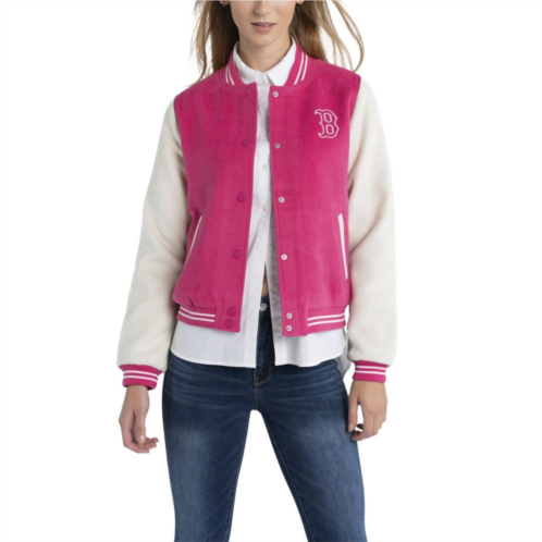 Unbranded Womens Lusso Pink Boston Red Sox Priya Full-Snap Varsity Jacket