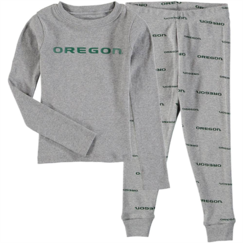 Outerstuff Youth Heathered Gray Oregon Ducks Long Sleeve T-Shirt & Pant Sleep Set