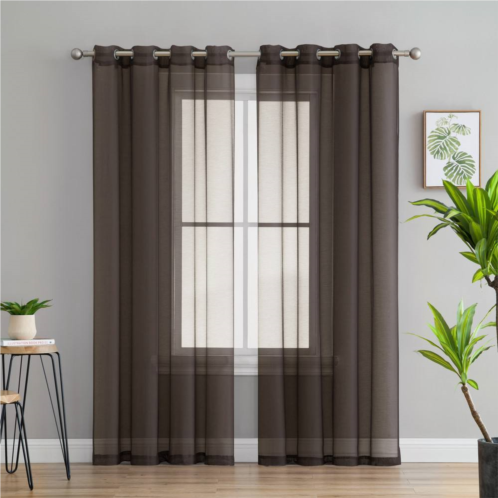 THD Basics 2 Piece Semi Sheer Voile Window Curtain Drapes Grommet Top Panels - Set of 2 panels