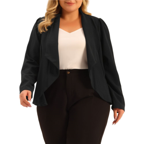 Agnes Orinda Plus Size Jacket For Women Ruffle Front Work Long Sleeve Cardigans Jackets