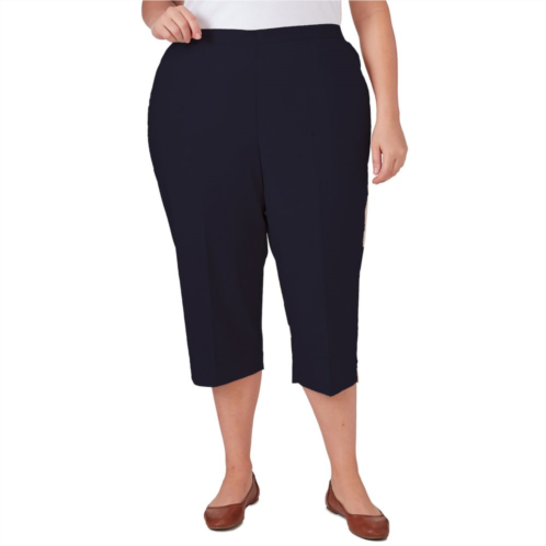 Plus Size Alfred Dunner Pull On Button Hem Twill Capri Pants