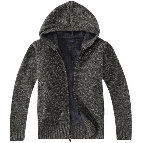 Gioberti Boys Full Zip Knitted Cardigan Sweater with Hoody and Sherpa Lining