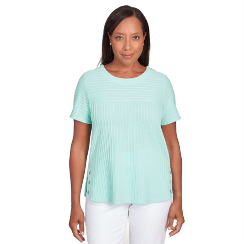 Womens Alfred Dunner Solid Texture Split Shirttail Tee