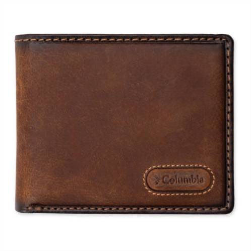 Mens Columbia RFID-Blocking Extra Capacity Leather Bifold Wallet