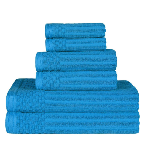 SUPERIOR 6 pc Soho Cotton Absorbent Checkered Border Towel Set