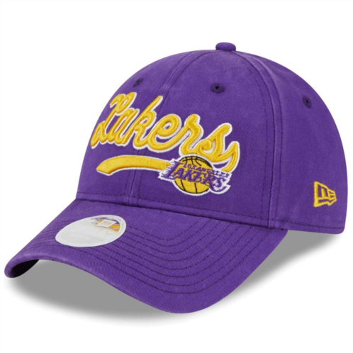 Womens New Era Purple Los Angeles Lakers Cheer Tailsweep 9FORTY Adjustable Hat