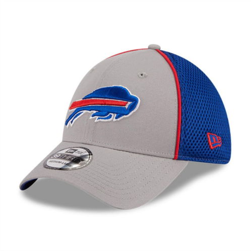 Mens New Era Gray Buffalo Bills Pipe 39THIRTY Flex Hat