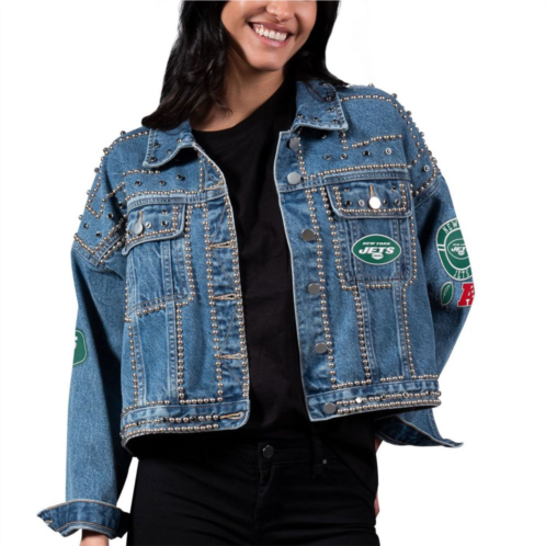 Womens G-III 4Her by Carl Banks New York Jets First Finish Medium Denim Full-Button Jacket