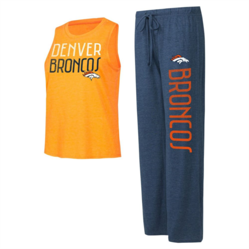 Unbranded Womens Concepts Sport Navy/Orange Denver Broncos Muscle Tank Top & Pants Lounge Set