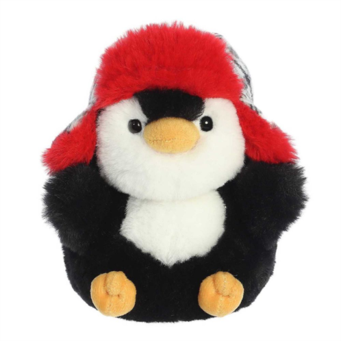 Aurora Small Black Rolly Pet 5.5 Porter Penguin Festive Stuffed Animal