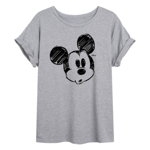 Disneys Mickey Mouse Juniors Sketch Head Flowy Tee