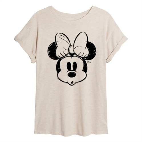 Disneys Minnie Mouse Juniors Sketch Head Flowy Tee