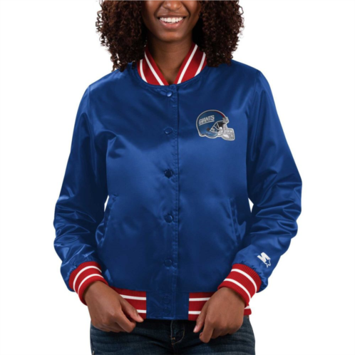 Womens Starter Royal New York Giants Full Count Satin Full-Snap Varsity Jacket