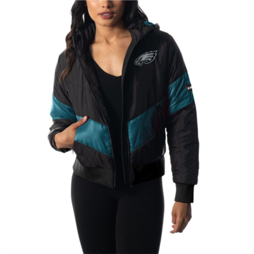 Unbranded Womens The Wild Collective Black Philadelphia Eagles Puffer Full-Zip Hoodie