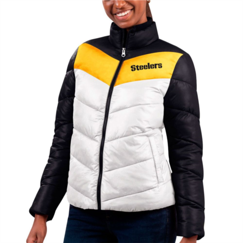Womens G-III 4Her by Carl Banks White/Black Pittsburgh Steelers New Star Quilted Full-Zip Jacket