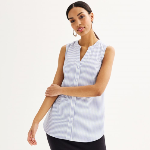 Womens Nine West Sleeveless Button-Down Tunic Top