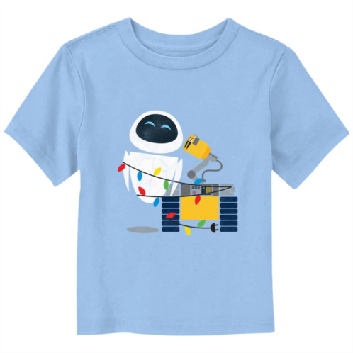 Disney / Pixar Wall-E & Eve Wrapped In Christmas Lights Toddler Boy Graphic Tee
