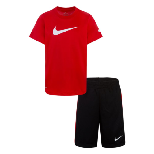 Boys 4-7 Nike Dri-FIT Swoosh Graphic Tee and Mesh Shorts Set