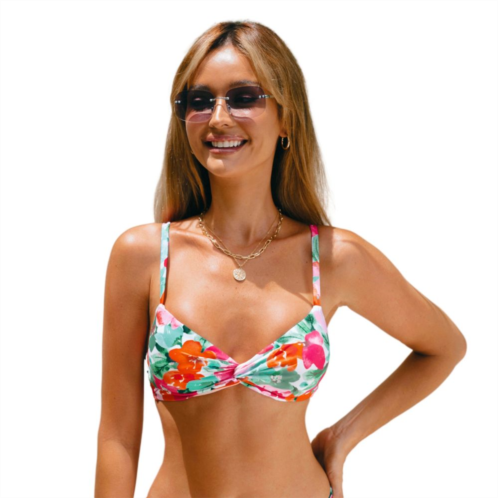 Womens CUPSHE Tropical Print Twist Front Bikini Top