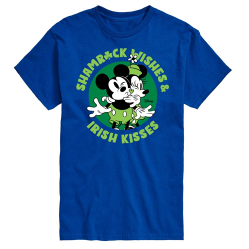 Disneys Mickey & Minnie Mouse Mens Shamrock Wishes Graphic Tee