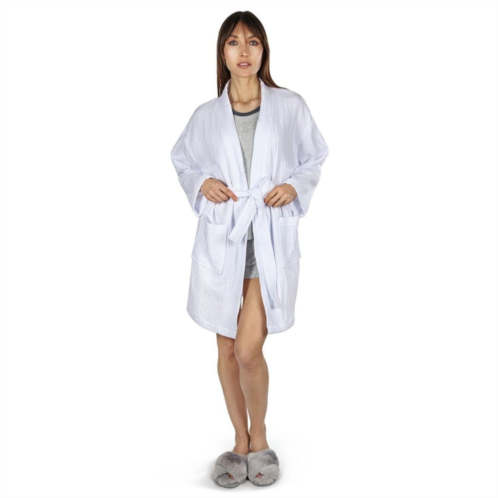 MeMoi Womens 100% Cotton Woven Gauze Short Kimono Robe