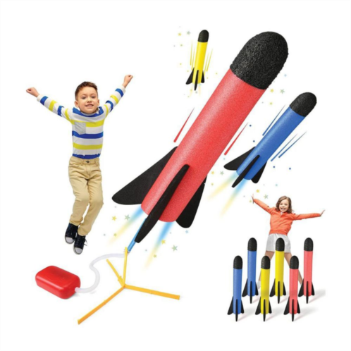 Play22 Toy Rocket Launcher for Kids - Shoots Up to 100+ Feet - Stomp Launch Rocket with 6 Foam Rockets