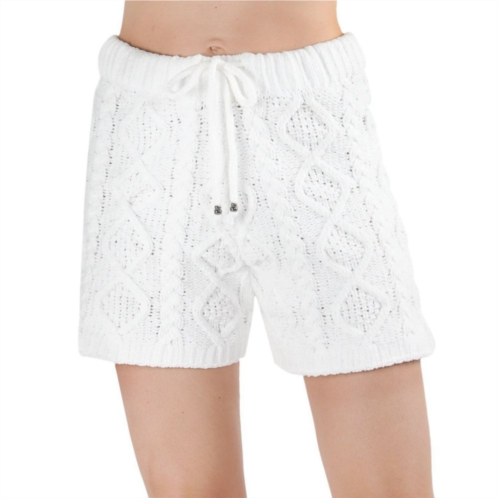MeMoi Womens Marshmallow Soft Cable Knit Drawstring Shorts