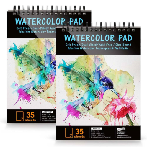 AGPtEK A4 Watercolor Paper Pad 2 Pack for Watercolor Painting and Wet Media