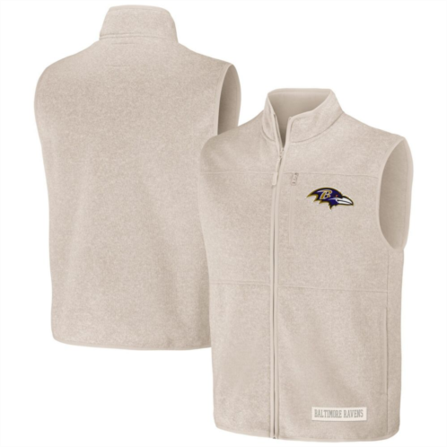 Mens NFL x Darius Rucker Collection by Fanatics Oatmeal Baltimore Ravens Full-Zip Sweater Vest
