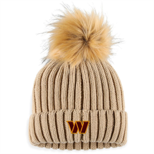 Womens WEAR by Erin Andrews Natural Washington Commanders Neutral Cuffed Knit Hat with Pom