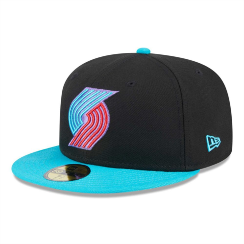 New Era x Staple Mens New Era Black/Turquoise Portland Trail Blazers Arcade Scheme 59FIFTY Fitted Hat