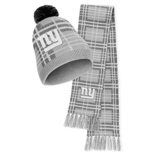 Womens WEAR by Erin Andrews New York Giants Plaid Knit Hat with Pom & Scarf Set