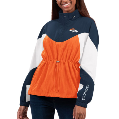 Womens G-III 4Her by Carl Banks Orange/Navy Denver Broncos Tie Breaker Lightweight Quarter-Zip Jacket