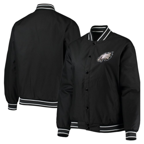 Womens JH Design Black Philadelphia Eagles Plus Size Full-Snap Jacket