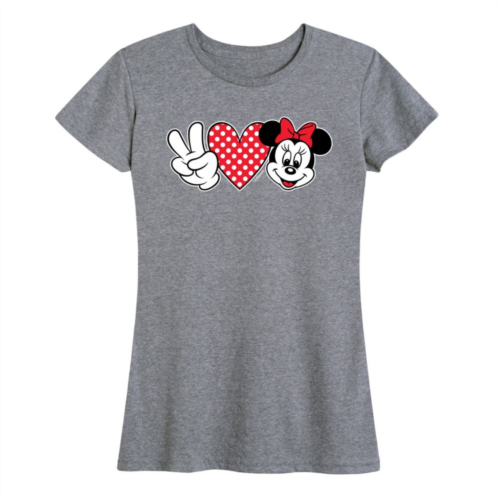 Disneys Minnie Mouse Womens Peace Love Graphic Tee