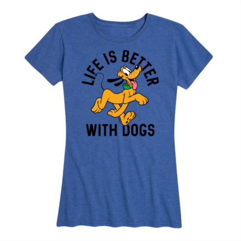 Disneys Pluto Womens Life Is Better With Dogs Graphic Tee