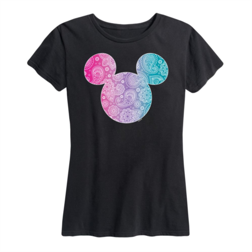 Disneys Mickey Mouse Womens Bandana Pattern Graphic Tee