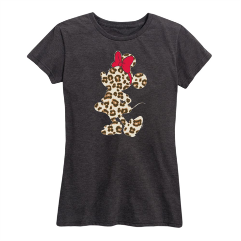 Disneys Minnie Mouse Womens Leopard Graphic Tee