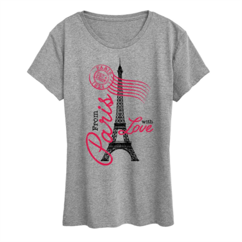 Licensed Character Womens Paris Love Postmark Graphic Tee