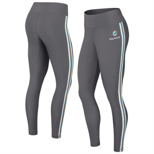 Womens WEAR by Erin Andrews Charcoal Miami Dolphins Color Block Leggings