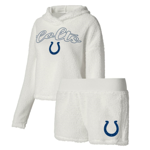 Unbranded Womens Concepts Sport White Indianapolis Colts Fluffy Pullover Sweatshirt & Shorts Sleep Set