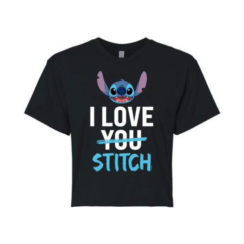 Disneys Lilo & Stitch Juniors I Love Stitch Cropped Tee