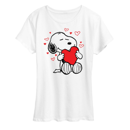 Licensed Character Womens Peanuts Snoopy Hearts Graphic Tee