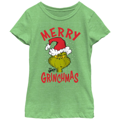 Licensed Character Girls 7-16 Dr. Seuss The Grinch Merry Christmas Graphic Tee