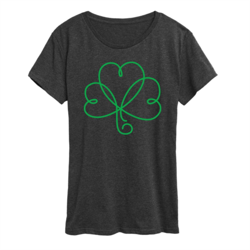 Licensed Character Womens Shamrock Hearts Line Art Graphic Tee
