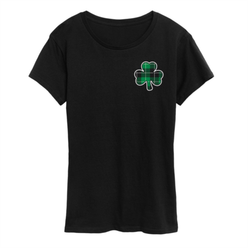 Licensed Character Womens Plaid Shamrock Graphic Tee