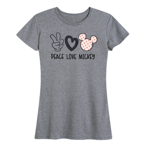 Disneys Mickey Mouse Womens Peace Love Graphic Tee