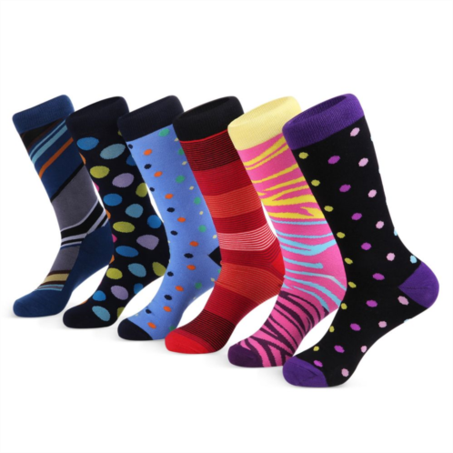 Mio Marino Mens Bold Designer Dress Socks 6 Pack