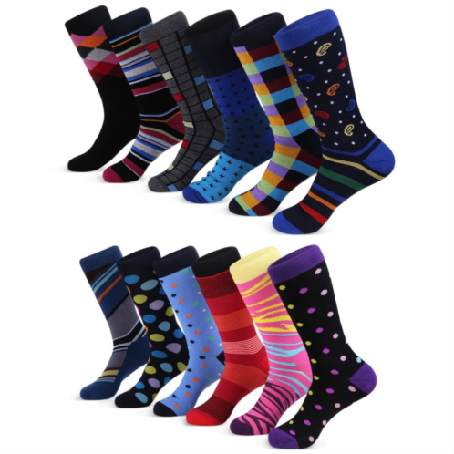 Mio Marino Mens Bold Designer Dress Socks 12 Pack