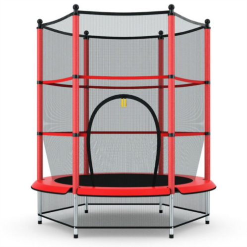 Slickblue 55 Inch Youth Jumping Round Trampoline With Safety Pad Enclosure